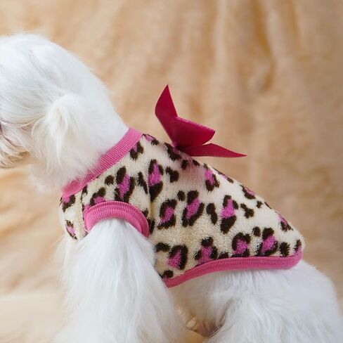 Dog Sweater for Small Dogs XXS Dog Clothes Chihuahua Dog Clothes Leopard Teacup Chihuahua Yorkie Puppy Clothes XXS Dog Sweater (Pink,Small) in Saudi Arabia