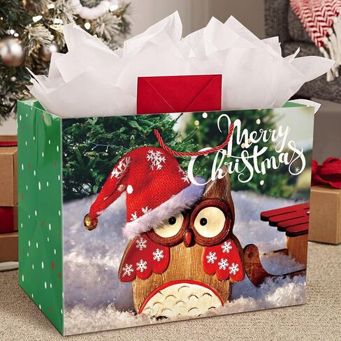 12 Extra large Christmas Gift Paper Bags Bulk with handles and 60 Count Christmas Gift Tags-6 Designs Jumbo oversized sacks set for Wrapping Gaint Xmas Holiday Presents in Kuwait