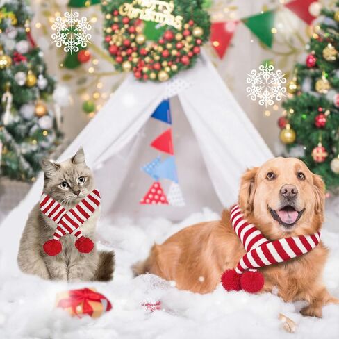 Dog Knitted Scarf with Pattern, 24.8×1.96 Inch Pet Warm Bandana for Winter, Outdoor and Christmas Pet Accessories, Red in Saudi Arabia