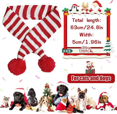 Dog Knitted Scarf with Pattern, 24.8×1.96 Inch Pet Warm Bandana for Winter, Outdoor and Christmas Pet Accessories, Red in Saudi Arabia