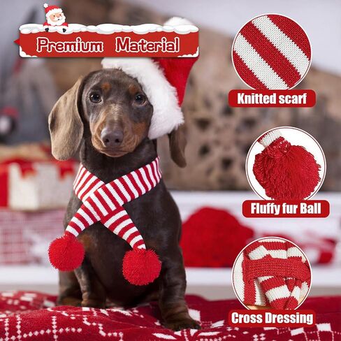 Dog Knitted Scarf with Pattern, 24.8×1.96 Inch Pet Warm Bandana for Winter, Outdoor and Christmas Pet Accessories, Red in Saudi Arabia