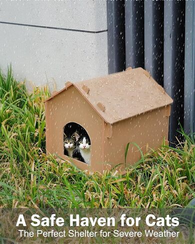 Outdoor Cat House Condos Weatherproof - Outside Cat Shelter Waterproof Cats Dining Room Outdoor Feeding Station Shelter for Feral Community Cats Pet in Saudi Arabia