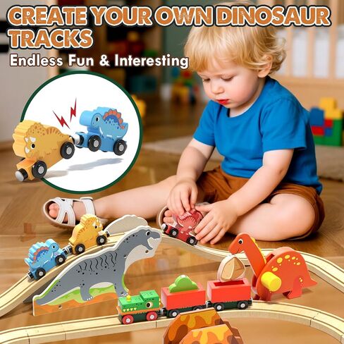 Lehoo Castle Wooden Train Set, Construction Toys Train Set for Toddlers 2-4, Wooden Train Track for Kids w/Crane, Railway Playset Toys for 3 Year Old Boys Girls in Kuwait