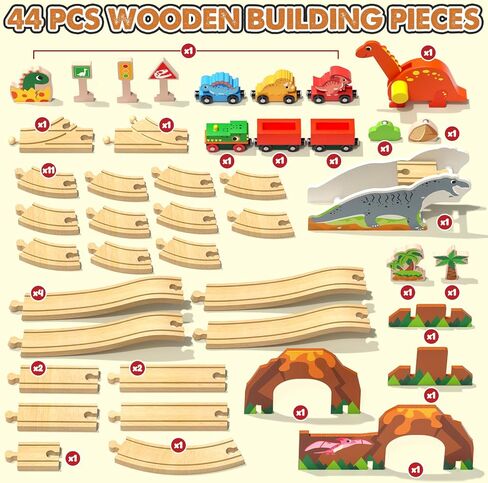 Lehoo Castle Wooden Train Set, Construction Toys Train Set for Toddlers 2-4, Wooden Train Track for Kids w/Crane, Railway Playset Toys for 3 Year Old Boys Girls in Kuwait