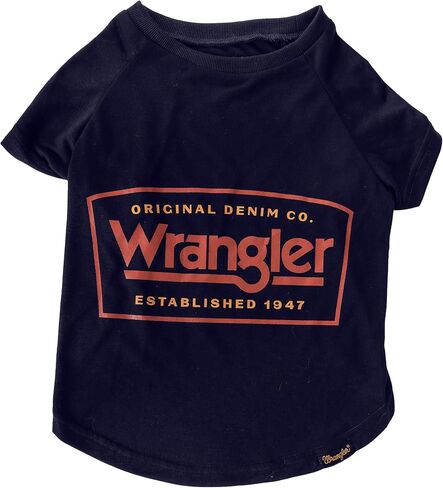تي شيرت Wrangler للكلاب - قميص خفيف الوزن وقابل للغسل للكلاب - تي شيرت يحمل شعار Rope EST Wrangler (كحلي) مقاس XL in Kuwait