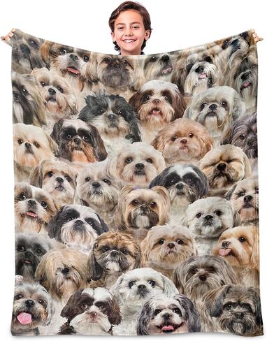 Shih Tzu Dog Blanket, Soft Fleece Throw Blanket for Couch Bed Sofa, Cozy Shih Tzu Gifts for Women Kids Adults, Plush Dog Lover Blanket Home Decor, 40"x50" in Saudi Arabia