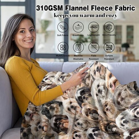 Shih Tzu Dog Blanket, Soft Fleece Throw Blanket for Couch Bed Sofa, Cozy Shih Tzu Gifts for Women Kids Adults, Plush Dog Lover Blanket Home Decor, 40"x50" in Saudi Arabia