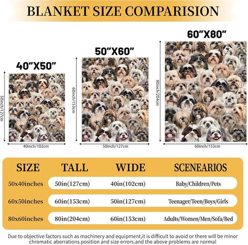 Shih Tzu Dog Blanket, Soft Fleece Throw Blanket for Couch Bed Sofa, Cozy Shih Tzu Gifts for Women Kids Adults, Plush Dog Lover Blanket Home Decor, 40"x50" in Saudi Arabia