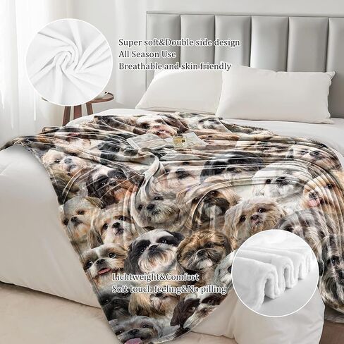 Shih Tzu Dog Blanket, Soft Fleece Throw Blanket for Couch Bed Sofa, Cozy Shih Tzu Gifts for Women Kids Adults, Plush Dog Lover Blanket Home Decor, 40"x50" in Saudi Arabia