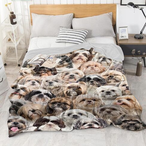 Shih Tzu Dog Blanket, Soft Fleece Throw Blanket for Couch Bed Sofa, Cozy Shih Tzu Gifts for Women Kids Adults, Plush Dog Lover Blanket Home Decor, 40"x50" in Saudi Arabia