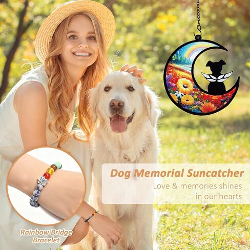 هدايا تذكارية للكلاب لفقدان الكلب، اسم DIY Dog Angel Memorial Suncatcher، هدايا تذكارية للحيوانات الأليفة للكلاب مع بطاقة التعاطف، سوار هدايا تذكارية للكلاب على شكل جسر قوس قزح، هدية تعاطف للكلاب in Saudi Arabia
