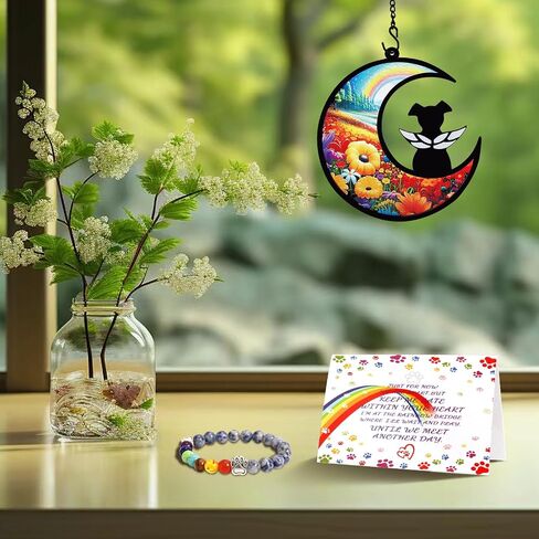 هدايا تذكارية للكلاب لفقدان الكلب، اسم DIY Dog Angel Memorial Suncatcher، هدايا تذكارية للحيوانات الأليفة للكلاب مع بطاقة التعاطف، سوار هدايا تذكارية للكلاب على شكل جسر قوس قزح، هدية تعاطف للكلاب in Saudi Arabia