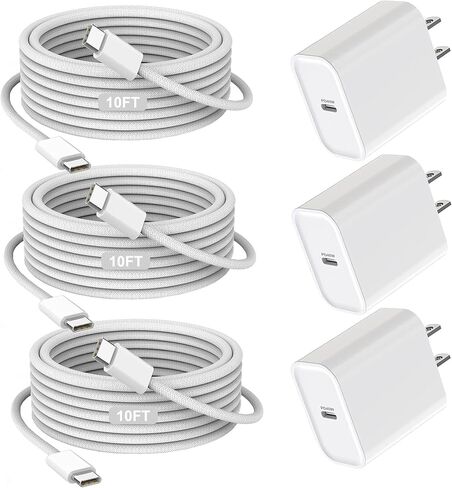 Fast Charger for iPhone 15 Charger,10FT Extra Long iPhone 15 Charger Fast Charging 3Pack USB-C Wall Charger Bolck USBC To USB C Fast Charging Cable Cord for iPhone 15 Pro Max/15 Plus,iPad Pro/Air/Mini in Saudi Arabia