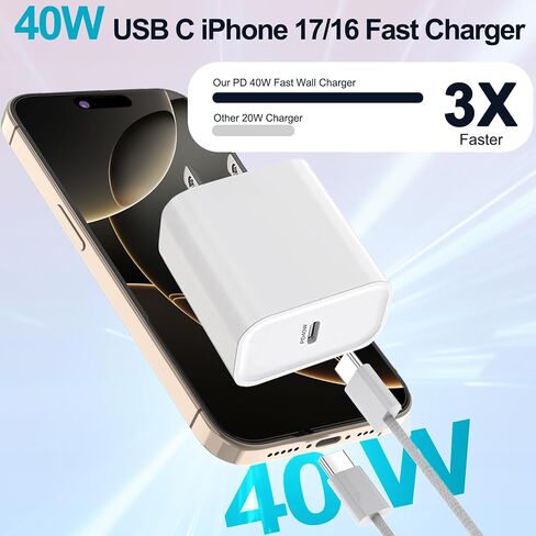 Fast Charger for iPhone 15 Charger,10FT Extra Long iPhone 15 Charger Fast Charging 3Pack USB-C Wall Charger Bolck USBC To USB C Fast Charging Cable Cord for iPhone 15 Pro Max/15 Plus,iPad Pro/Air/Mini in Saudi Arabia