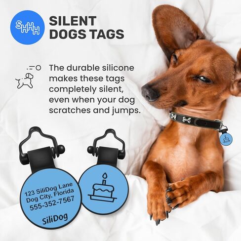SiliDog - علامة الكلب الصامتة الأصلية المصنوعة من السيليكون - معرف حيوان أليف محفور بشكل شخصي بدون صوت - كما يظهر على خزان القرش - متين - لا يبهت أبدًا - شامروك - أخضر in Kuwait