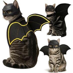 Halloween Cat Bat Wings Costume - Pet Outfits and Mask for Party Kitten Apparel for Boy Girl Funny Kitty Cosplay Dress Up Accessories in Saudi Arabia