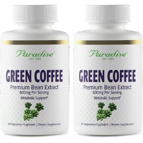 حبوب القهوة الخضراء من Paradise Herbs، نباتية، خالية من الغلوتين، غير معدلة وراثيًا، مستخلص طيف كامل نشط، 60 كبسولة نباتية in Kuwait