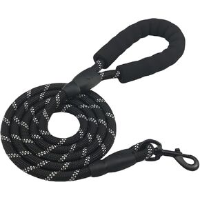 Highly Reflective Rope Dog Leash 6FT with Comfortable Padded Handle, 360-Degree Rotating Metal Buckle Without Tangles, Ideal for Medium Large Dogs, 1/2 inch, Black in Saudi Arabia