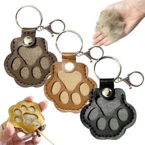 Pet Paw Shaped Leather Keychain, Dog Fur Storage Key chain, Dog＆Cat Hair Keepsake Key Chain, Pet Memorial Collection Pendant in Kuwait