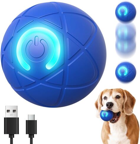 Interactive Dog Toys, 2026 New Dog Ball Shaky Ball Toy for Dogs, Durable Automatic Rolling Ball for Indoor Play, Moving Bouncing and Rotating Balls (Blue) in Saudi Arabia