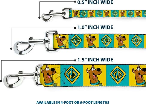 Scooby Doo Pet Leash, Dog Leash, Scooby Doo Pose and Dog Tag Blocks Yellow Blue, 6 Feet Long 1.5 Inch Wide in Saudi Arabia