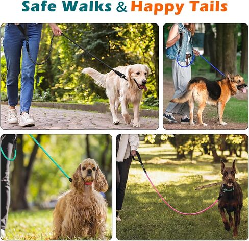 PetBonus Rope Dog Leash, 5 FT Heavy Duty Pet Nylon Leash with Auto Locking Aviation Aluminum Carabiner, Comfortable Padded Handle, Reflective Walking Training Lead for Medium Large Breeds (Black) in Saudi Arabia