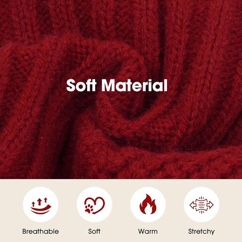 Dog Medium Sweater, Winter Christmas Sweater for Dogs, Solid Color Classic Cable Knit Clothes for Cold Weather, Warm Turtleneck Knitwear Short Sleeves for Outdoor Playing in Saudi Arabia