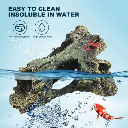Multifunction Dead Wood Shape Artificial Aquarium Ornament Hollow Tree Fish Tank Escape Hole for Fish Tank Decor in Saudi Arabia