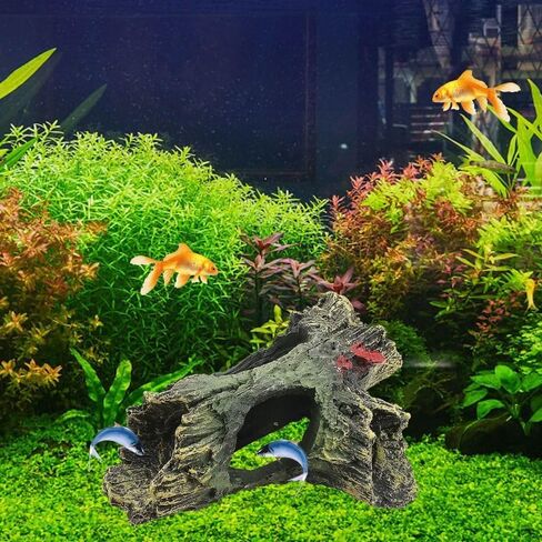 Multifunction Dead Wood Shape Artificial Aquarium Ornament Hollow Tree Fish Tank Escape Hole for Fish Tank Decor in Saudi Arabia