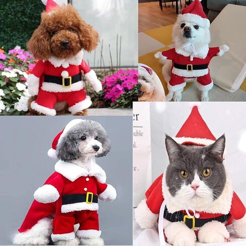 Pet Christmas Costumes, Dog Santa Claus Hoodies Outfits Cat Xmas Costume Pet Cosplay Clothes with Pendant for Medium Dogs Cats (M) in Saudi Arabia