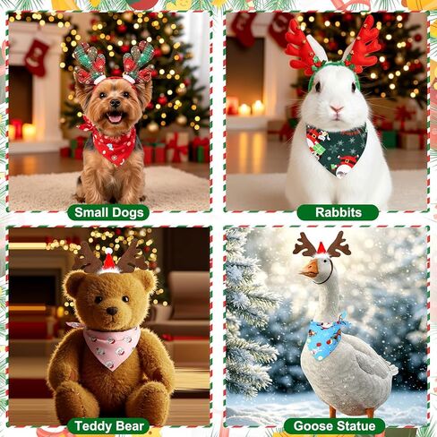 12 Pcs Dog Christmas Headband Bandana Outfit Sets for Cat Dog Holiday Costume Xmas Reindeer Antlers Headband Pet Christmas Accessories for Kitten Puppy Holiday Party Costume Supplies in Saudi Arabia