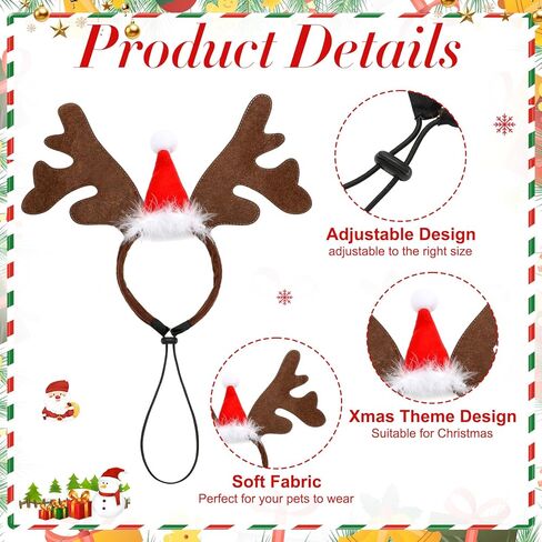 12 Pcs Dog Christmas Headband Bandana Outfit Sets for Cat Dog Holiday Costume Xmas Reindeer Antlers Headband Pet Christmas Accessories for Kitten Puppy Holiday Party Costume Supplies in Saudi Arabia