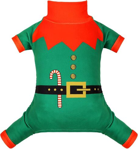 CuteBone Thermal Dog Pajamas Turtleneck Christmas Coat Fleece Outfit – Soft, Cozy High Neck Dog Clothes Pet Onesie for Cold Weather, Ideal for Small & Medium Dogs Puppy Pjs Costume GP11L in Saudi Arabia