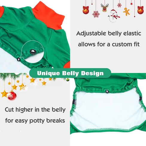 CuteBone Thermal Dog Pajamas Turtleneck Christmas Coat Fleece Outfit – Soft, Cozy High Neck Dog Clothes Pet Onesie for Cold Weather, Ideal for Small & Medium Dogs Puppy Pjs Costume GP11L in Saudi Arabia