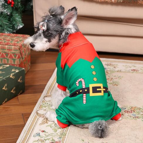 CuteBone Thermal Dog Pajamas Turtleneck Christmas Coat Fleece Outfit – Soft, Cozy High Neck Dog Clothes Pet Onesie for Cold Weather, Ideal for Small & Medium Dogs Puppy Pjs Costume GP11L in Saudi Arabia