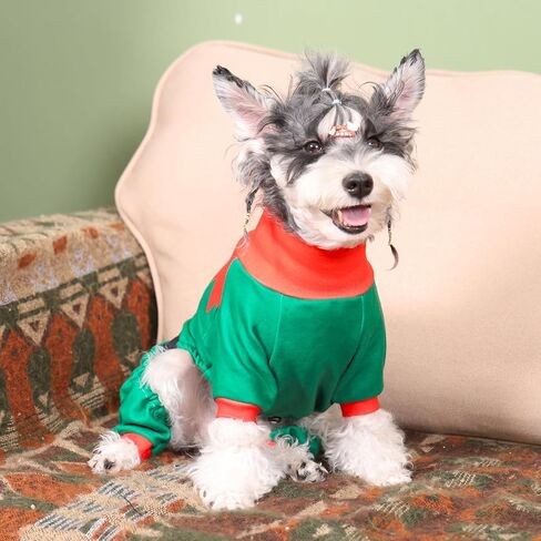 CuteBone Thermal Dog Pajamas Turtleneck Christmas Coat Fleece Outfit – Soft, Cozy High Neck Dog Clothes Pet Onesie for Cold Weather, Ideal for Small & Medium Dogs Puppy Pjs Costume GP11L in Saudi Arabia