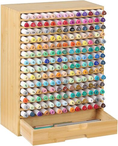 AUTOARK Wooden Marker Storage Organizer,Holds 270 Markers,Pens,Pencils & Art Supplies,Vertical Space-Saving Desk Storage for Artists,Teachers,Office & Classroom,White,AHK-066 in Saudi Arabia