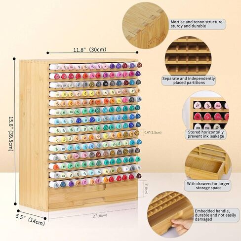 AUTOARK Wooden Marker Storage Organizer,Holds 270 Markers,Pens,Pencils & Art Supplies,Vertical Space-Saving Desk Storage for Artists,Teachers,Office & Classroom,White,AHK-066 in Saudi Arabia