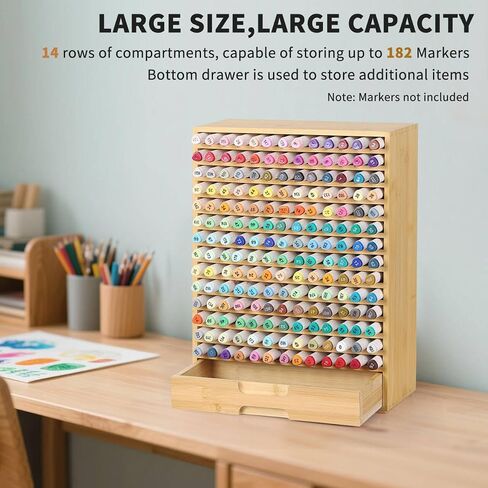 AUTOARK Wooden Marker Storage Organizer,Holds 270 Markers,Pens,Pencils & Art Supplies,Vertical Space-Saving Desk Storage for Artists,Teachers,Office & Classroom,White,AHK-066 in Saudi Arabia