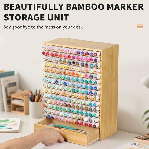 AUTOARK Wooden Marker Storage Organizer,Holds 270 Markers,Pens,Pencils & Art Supplies,Vertical Space-Saving Desk Storage for Artists,Teachers,Office & Classroom,White,AHK-066 in Saudi Arabia