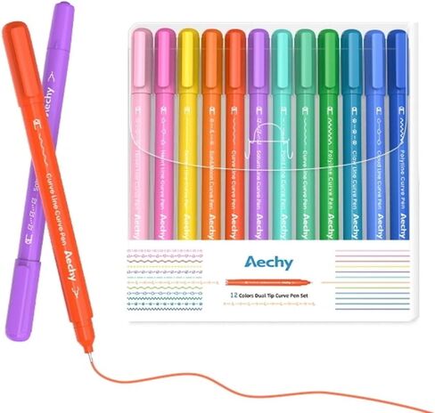 AECHY Dual Tip Curve Highlighter Pens, 8 Patterns, 8 Colors, 8 Pack in Saudi Arabia