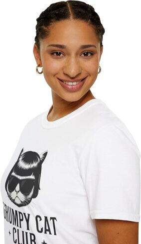 Grumpy Cat Club Graphic T-Shirt Resting Face Funny Sarcastic Tee Pet Lover Animal Print Shirt Cool Bob Haircut Sunglasses in Saudi Arabia