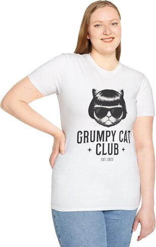 Grumpy Cat Club Graphic T-Shirt Resting Face Funny Sarcastic Tee Pet Lover Animal Print Shirt Cool Bob Haircut Sunglasses in Saudi Arabia