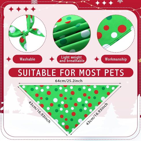 20 Pcs Christmas Dog Bandanas Bulk Red and Green White Xmas Bandanas for Dogs Classic Pet Triangle Scarf Bibs Kerchief Set for Pet Costume Party Accessories(25 x 17 x 17)(Green, Red, White,Round Dots) in Saudi Arabia