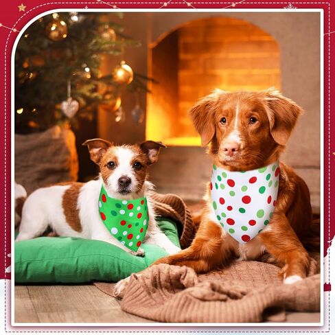 20 Pcs Christmas Dog Bandanas Bulk Red and Green White Xmas Bandanas for Dogs Classic Pet Triangle Scarf Bibs Kerchief Set for Pet Costume Party Accessories(25 x 17 x 17)(Green, Red, White,Round Dots) in Saudi Arabia