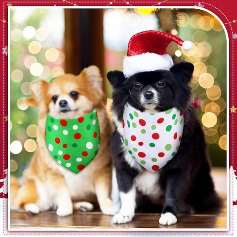 20 Pcs Christmas Dog Bandanas Bulk Red and Green White Xmas Bandanas for Dogs Classic Pet Triangle Scarf Bibs Kerchief Set for Pet Costume Party Accessories(25 x 17 x 17)(Green, Red, White,Round Dots) in Saudi Arabia