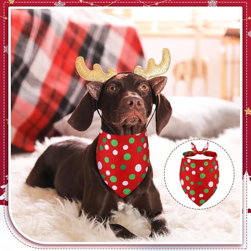 20 Pcs Christmas Dog Bandanas Bulk Red and Green White Xmas Bandanas for Dogs Classic Pet Triangle Scarf Bibs Kerchief Set for Pet Costume Party Accessories(25 x 17 x 17)(Green, Red, White,Round Dots) in Saudi Arabia
