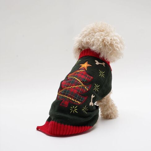 Dog Sweater Cat Xmas Winter Turtleneck Jumper Pet Cartoon with Christmas Tree Shape (Christmas Tree,XS in Saudi Arabia