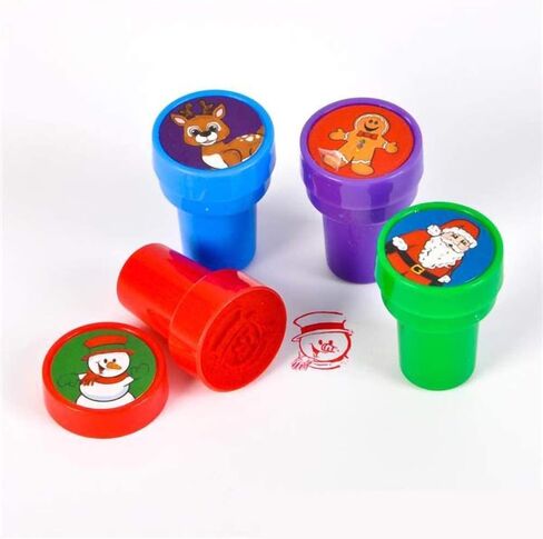 The Dreidel Company Christmas Stampers Theme Self-Ink Stamps for Kids, Christmas Crafts Party Favors, Assorted, 1.4" Inch Stamp (12-Pack) in Kuwait