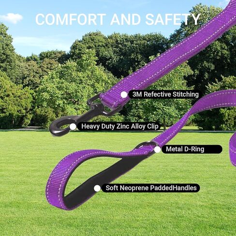 Heavy Duty Dog Leash - 2 Handles by Padded Traffic Handle for Extra Control, 6foot Long - Perfect for Medium to Large Dogs in Saudi Arabia